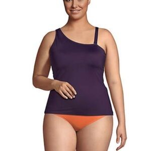 Lands' End Women's One-Shoulder Tankini Top - BlackBerry